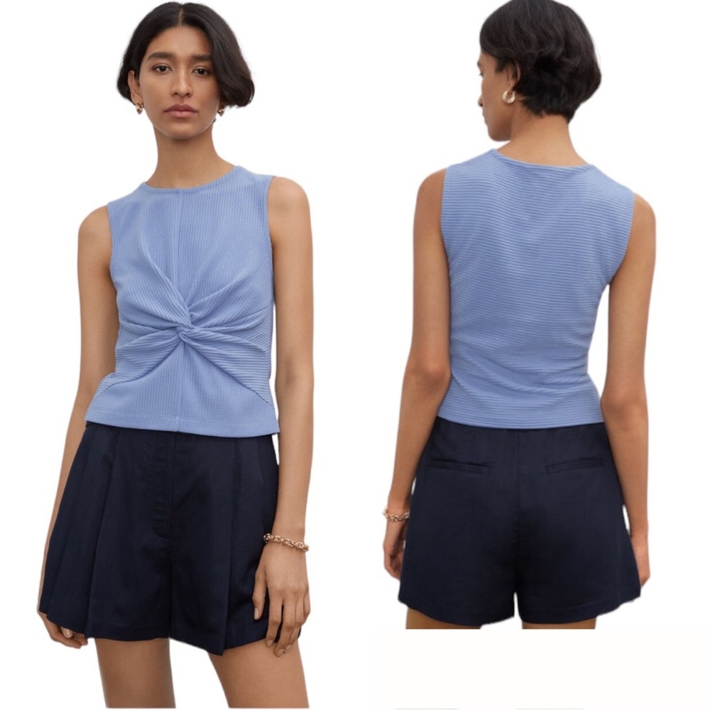 Club Monaco Sleeveless Front Twist Top in Blue Size XL NWT